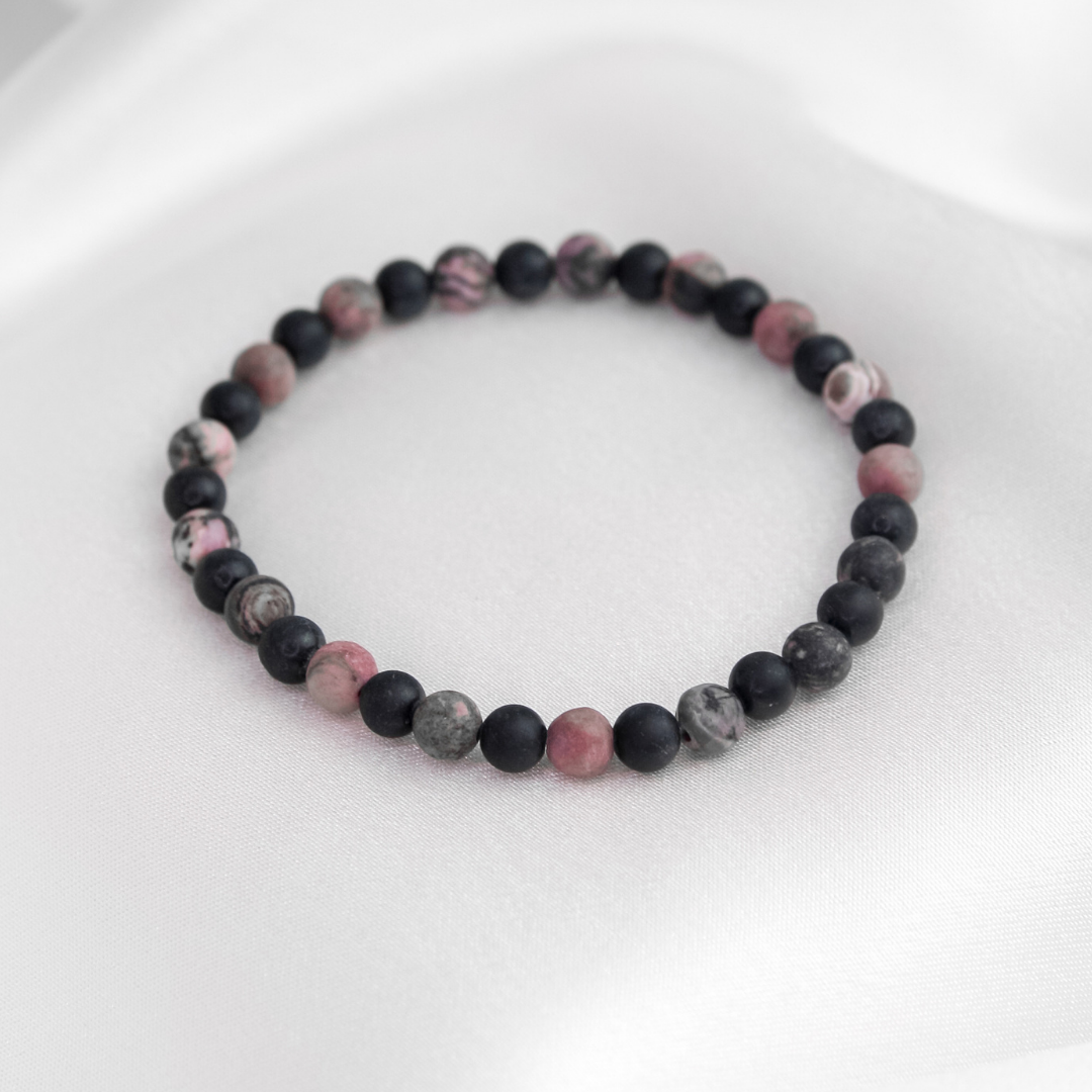  Black Tourmaline, Rhodonite Mens Stone Bracelet - Robyn Real Jewels