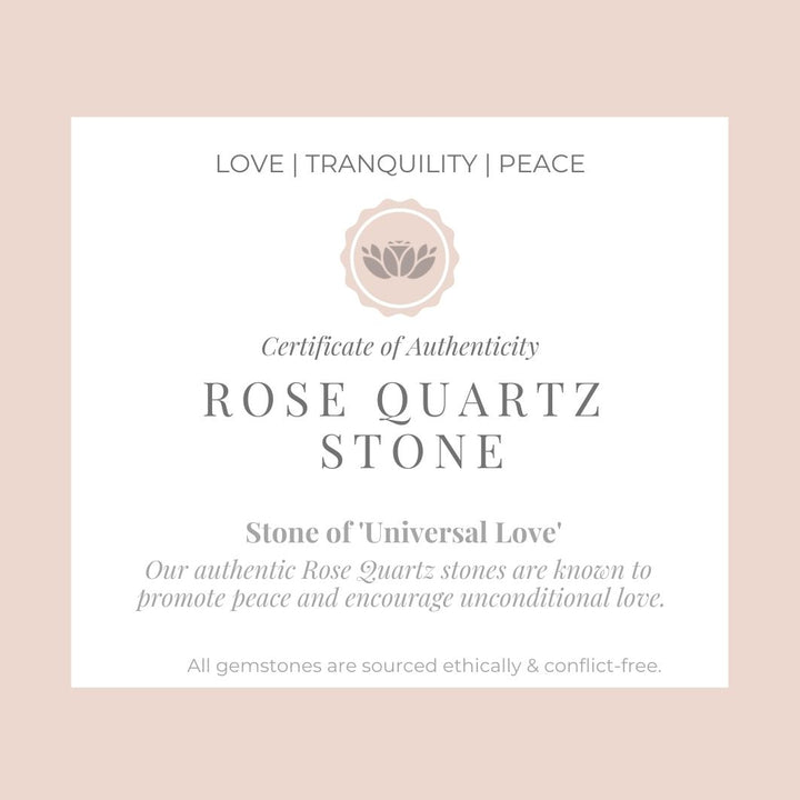 Rose Quartz Stone Bracelet certificate