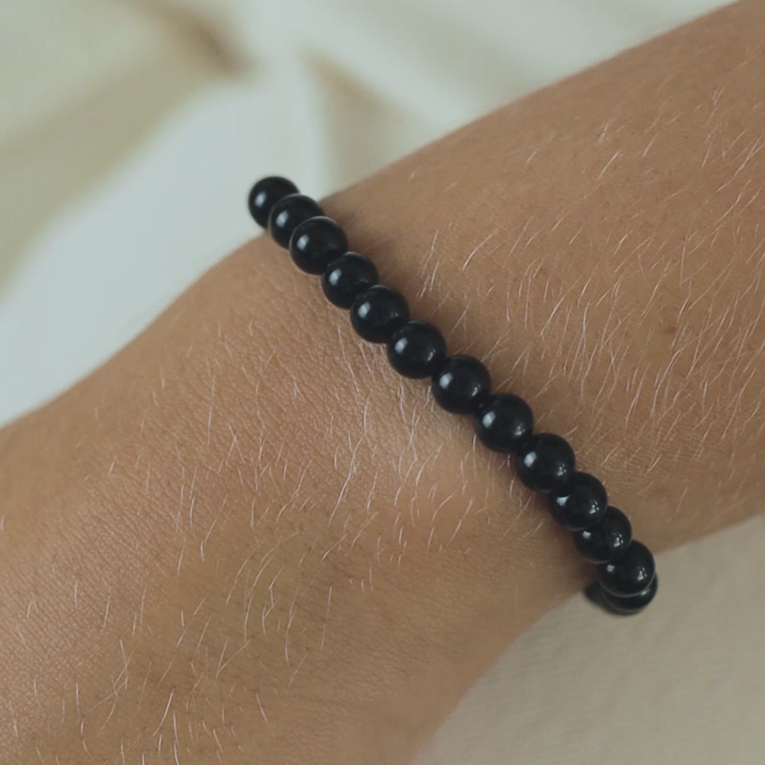 Black Onyx Smooth Stone Women's Bracelet - Robyn Real Jewels