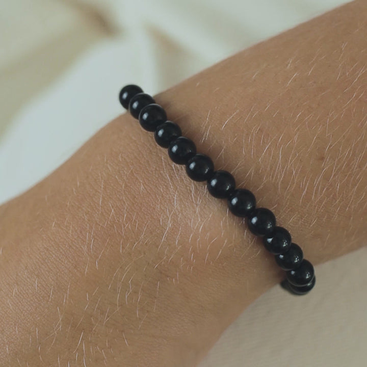 Black Onyx Smooth Stone Women's Bracelet - Robyn Real Jewels